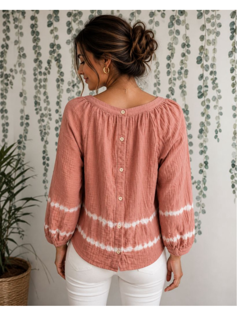 Madewell Women's Pink Tie Dye Cotton Gauze Peasant Blouse Top Small NWOT